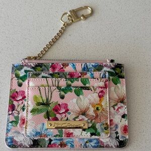 Betsey Johnson Pink Floral Card Holder with Gold Chain